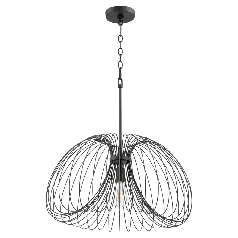 Luminaire suspendu géométrique unique 1 lumière, H 14 po x l 24 po x P 24 po, Argent brossé