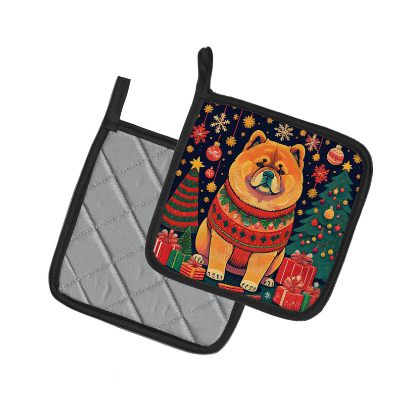 Paire de poignées Chow Chow Christmas