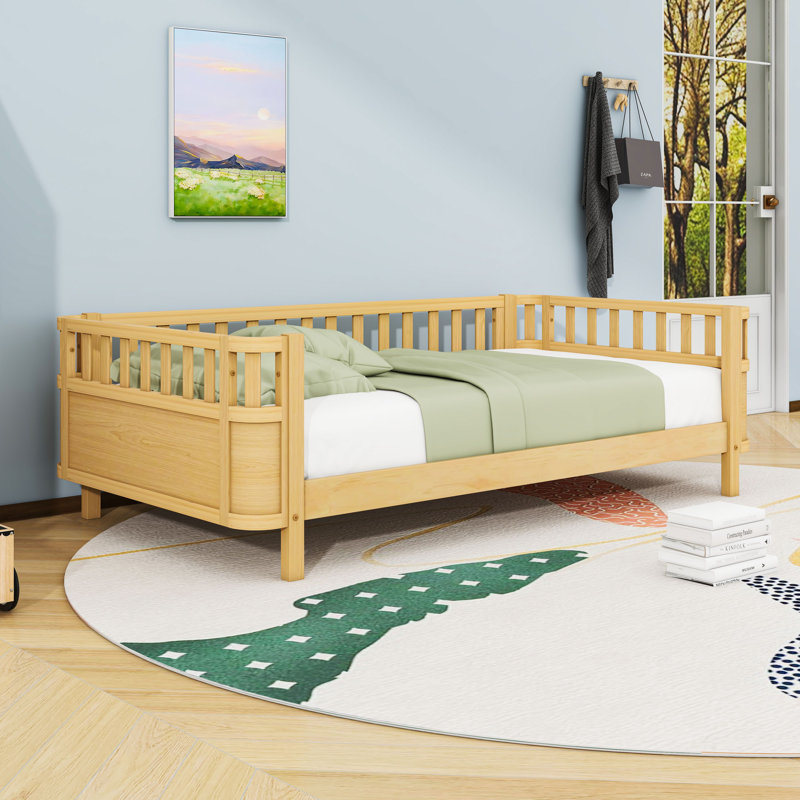 Wood Platform Bed with Slats, Twin, Natural
