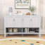 Buffet élégant à quatre portes avec tablettes réglables, portes géométriques et rangement ouvert-1093794601
