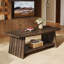 Table basse de 47 pouces en bois massif avec rangement, table de centre de ferme à 2 niveaux avec panneaux cannelés uniques