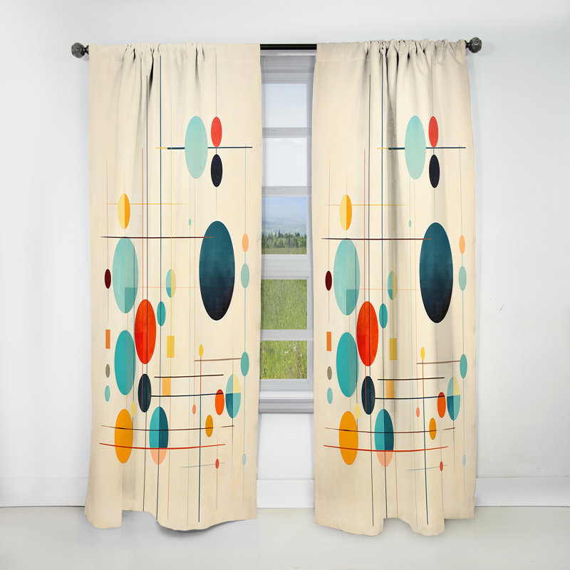 Syncronicities Midcentury Elegant Retro Art - Rideau occultant abstrait - 1 panneau, L 52 po x L 108 po