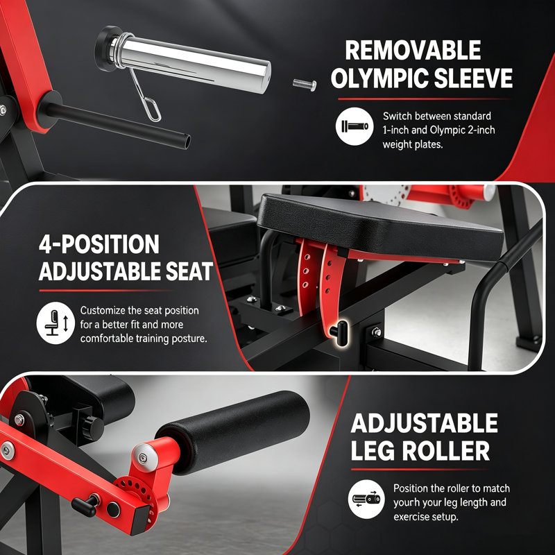 Machine réglable pour allonger et recourber les jambes avec station Bicep Preacher, 550 LBS à plat, Entraînement multi-positions pour quads, ischias, mollets, équipement d'entraînement à domicile