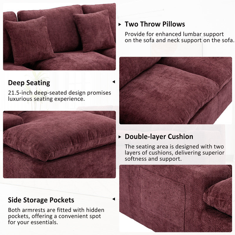 Canapé modulaire Boneless Cloud, Chenille rouge