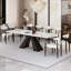 Ensemble de table de salle à manger 9 pièces Chinguun avec table de salle à manger extensible en fritté de 94,5 po et 8 chaises en tissu-113692796