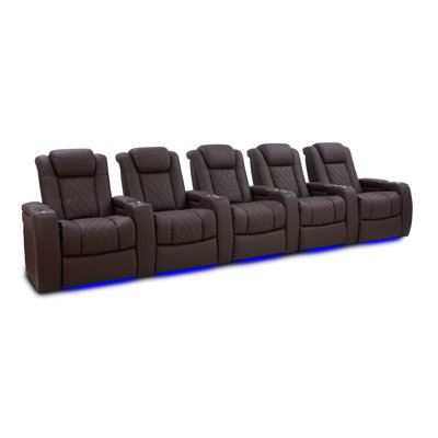 Upholstered Home Theater Seating with Cup Holder