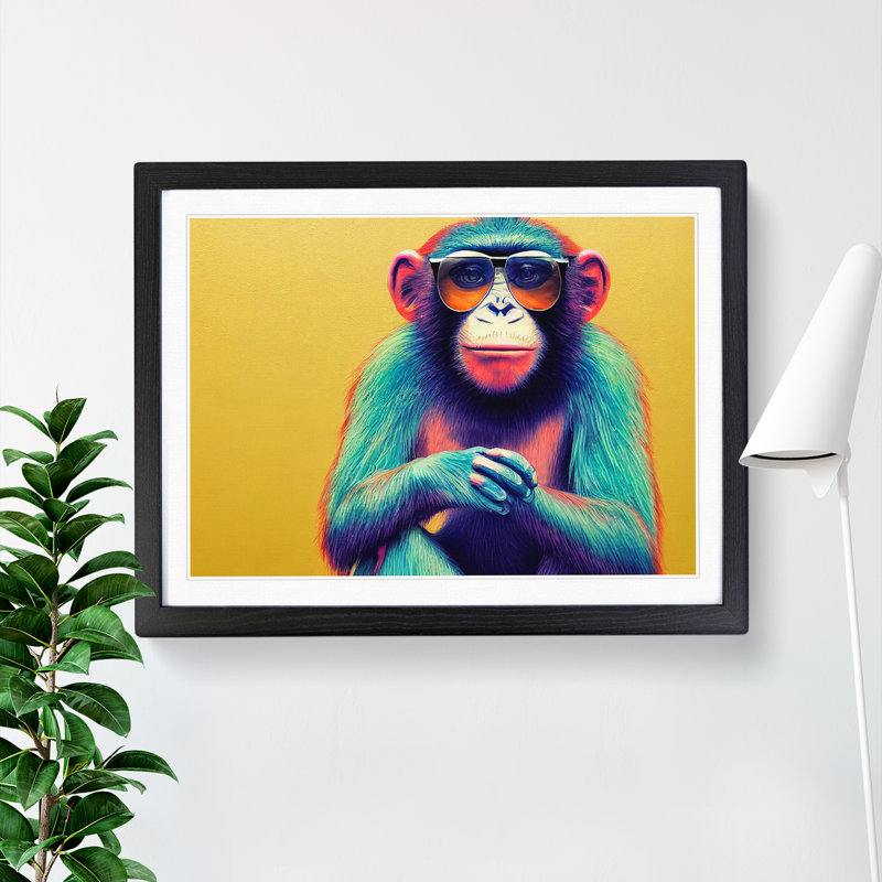Cool Monkey - Framed Print, Black, 34cm H x 46cm W x 2cm D