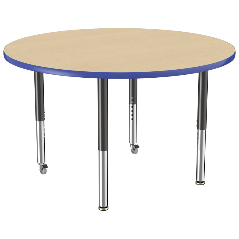 Table ronde à hauteur réglable, 48", Maple/Blue/Black, Super
