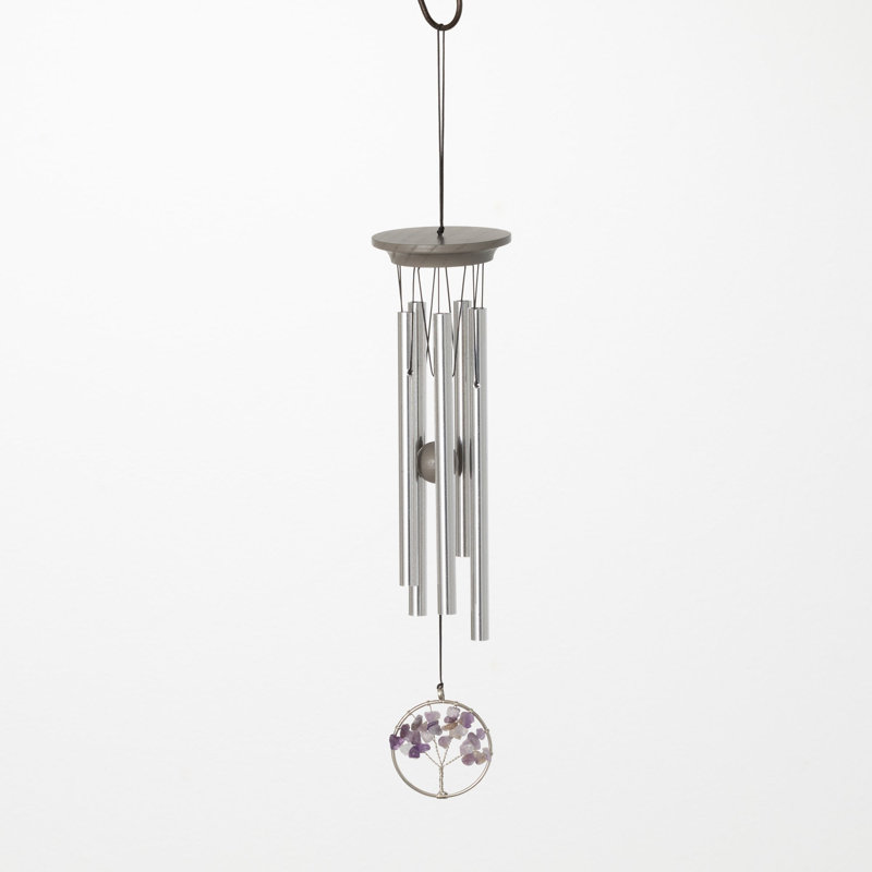 Carillon à vent Serenity - petit arbre de vie en améthyste, Argent / Gris / Mauve