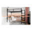 Lit mezzanine avec bureau en L, grand espace de rangement et compartiments de rangement, structure de lit robuste avec escalier, garde-corps continu, peu encombrant, non requis-1213077400