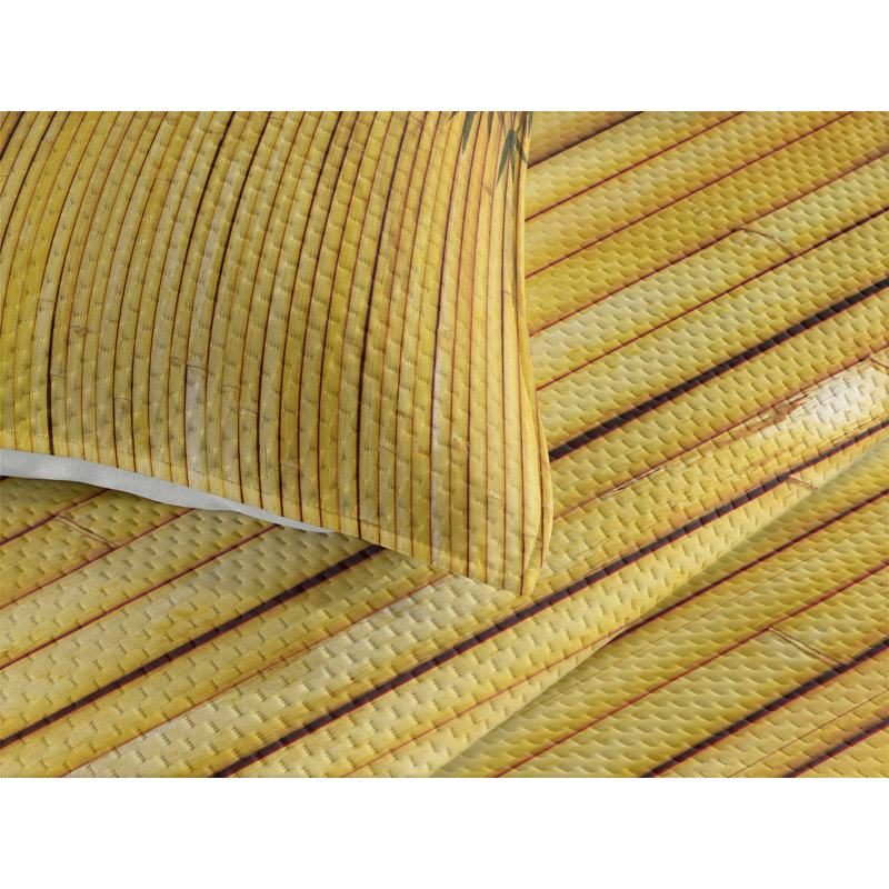 Twin Yellow Bamboo Pattern Quilted Bedspread Set