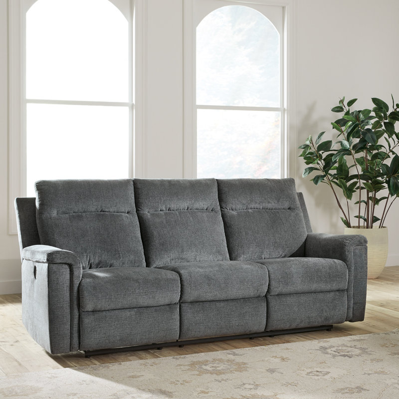 Doux Styles Power Reclining Sofa, Dark Gray
