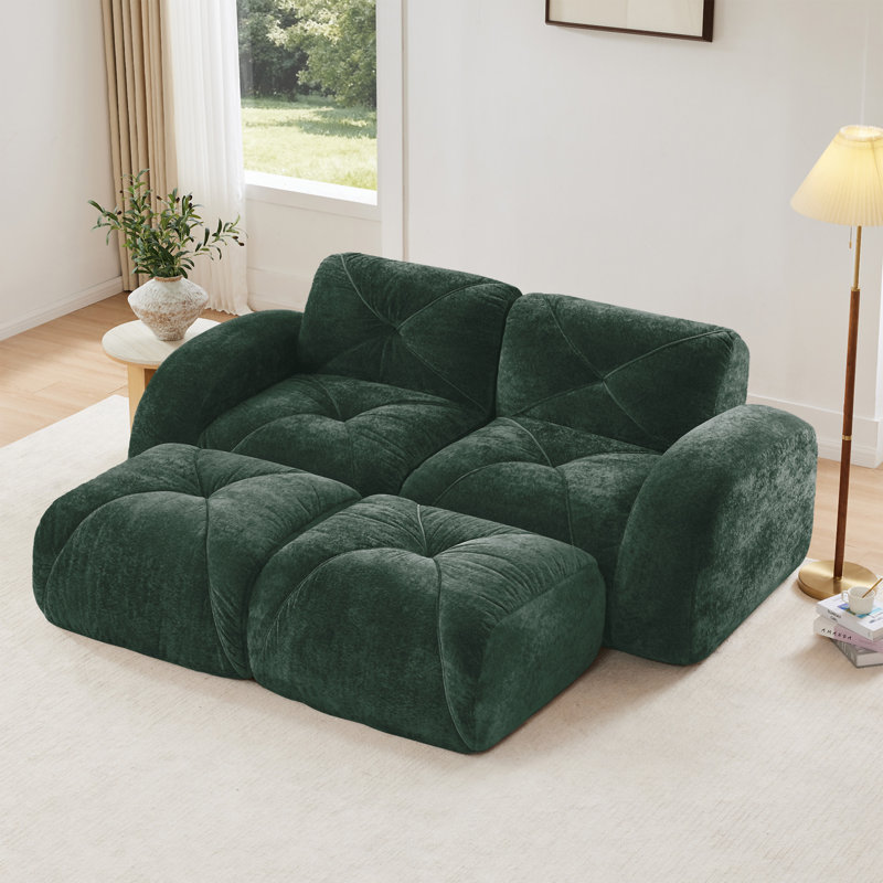 CanapÃ© en U sans armatures, Vert, H 29,9 po x l 80,3 po x P 67,3 po