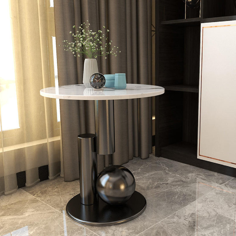 Table d'appoint en marbre d'Ivan, Noir, Blanc