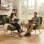 Ensemble de 2 fauteuils à bascule modernes rembourrés avec base en bois d'hévéa pour salon, chambre et chambre d'enfant, vert sauge-1149199387-1151497859
