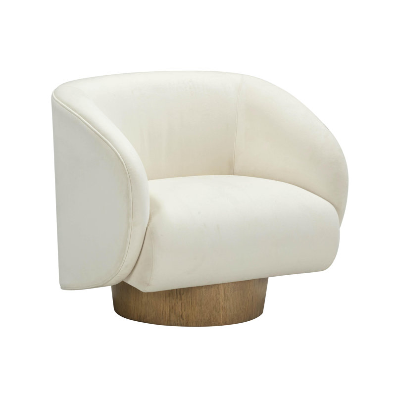 Fauteuil d'appoint pivotant en velours crème Glaser