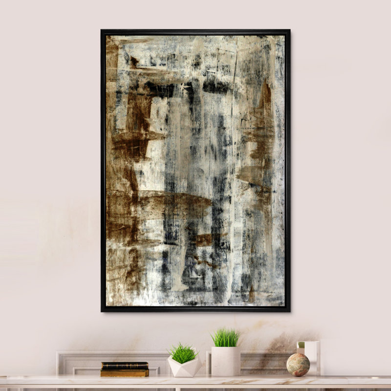 Art moderne gris et bleu II 2FL47715, Cadre noir, H 20 po x l 12 po x P 1 po