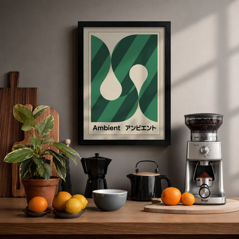 Ambient Pears Geometric - Framed Print, Black, A3 - 42.0 x 29.7 cm