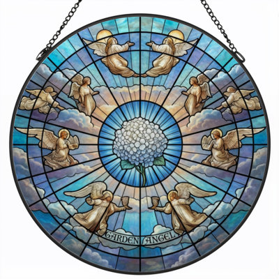 7.8"H Angel Sky Stained Glass Window Panel