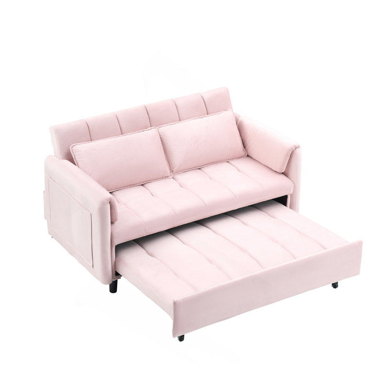 52 "Pink Modern Velvet Sofa, Pink