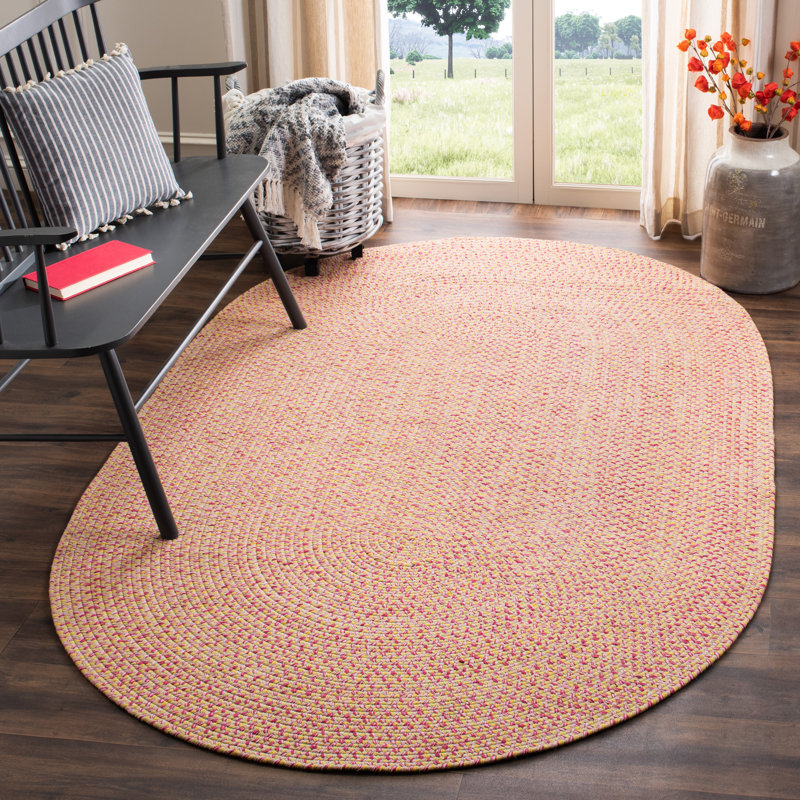 Tapis beige tressé à la main Garbrand, Oval 8 pi x 10 pi
