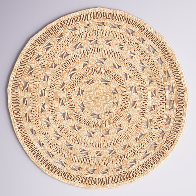Tapis naturel tissé à plat à la main Wilton, Rond 3 pi