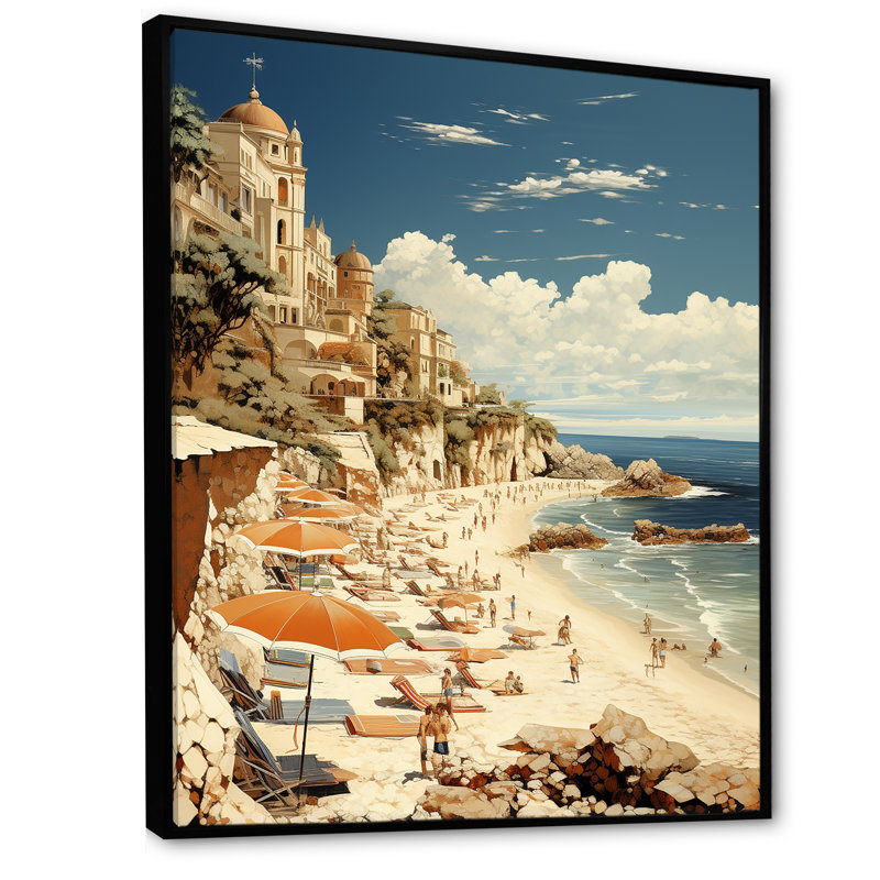 Plage Côte d'azur Reverie I, Cadre flottant noir, H 44 po x l 34 po x P 1,5 po