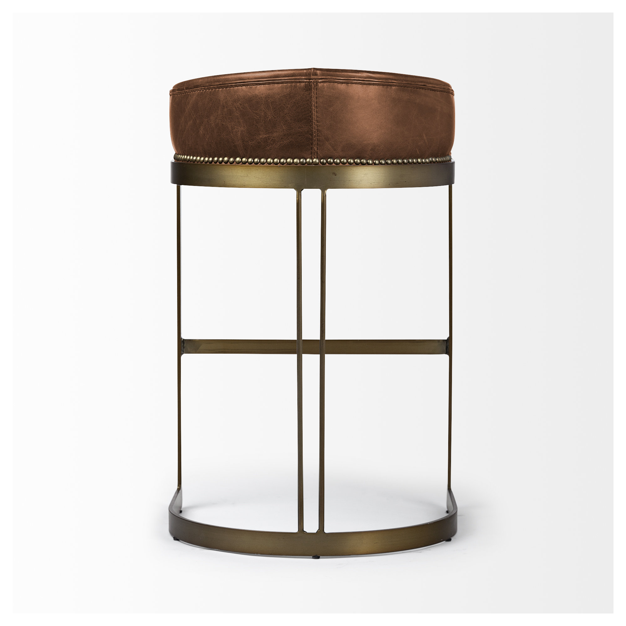 Bradley Genuine Leather Bar & Counter Stool, Brown, Bar Stool (28.75" Seat Height)