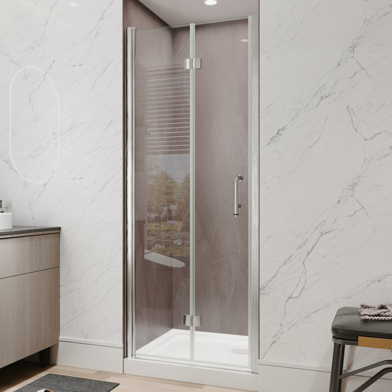 30"-32"W X 72"H Semi-Frameless 180° Rotatable Pivot Shower Door Bifold Frameless Shower Door With 1/4 Inches Tempered Glass