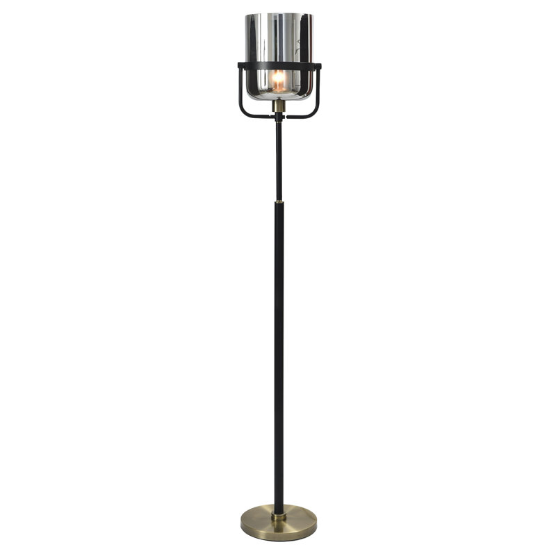 Lampe sur pied Mercer - Charité or - Abat-jour en verre plaqué argent