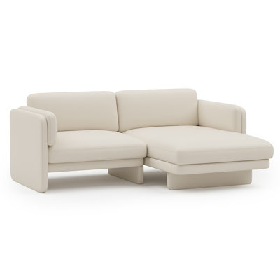 Annalise Leather 80" Left Chaise Sofa, Cream