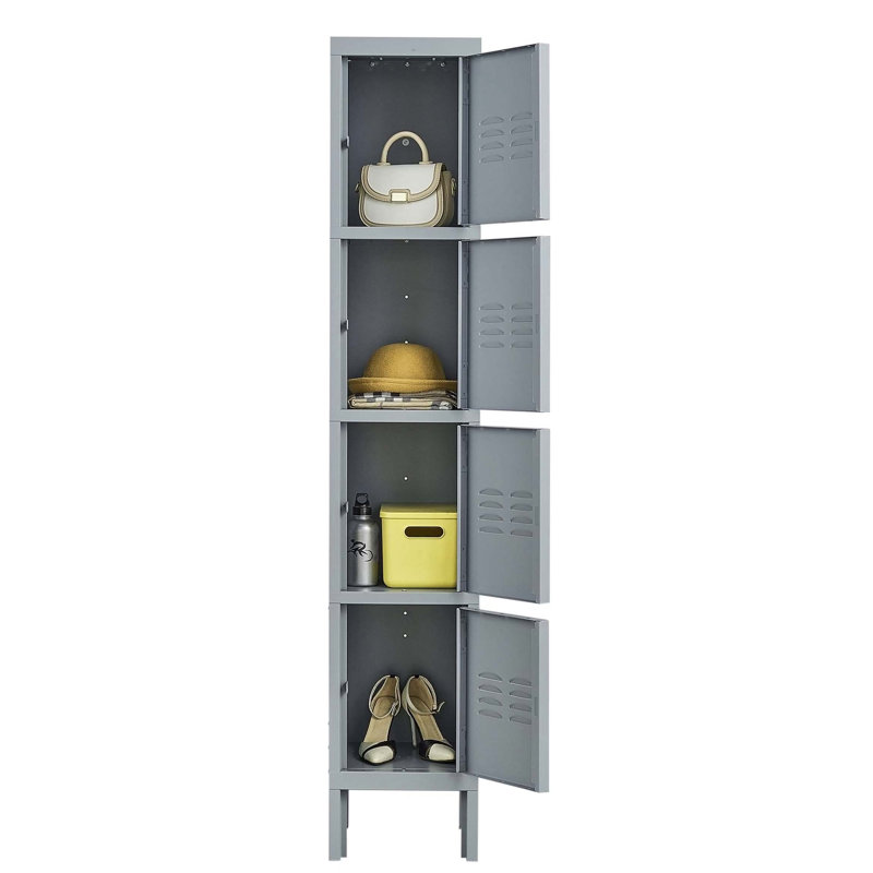 4 casiers en métal H 66 po avec serrure pour les employés, armoire de rangement, gris