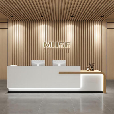 Maurissa Rectangular Laminate Reception Desk