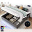 Hydraulic Storage Bed Frame, Grey No Headboard Linen Bed With App Control Led Lights, Side Charging Station & Side Pockets, Metal-wood Support, No Box Spring Needed-914839793