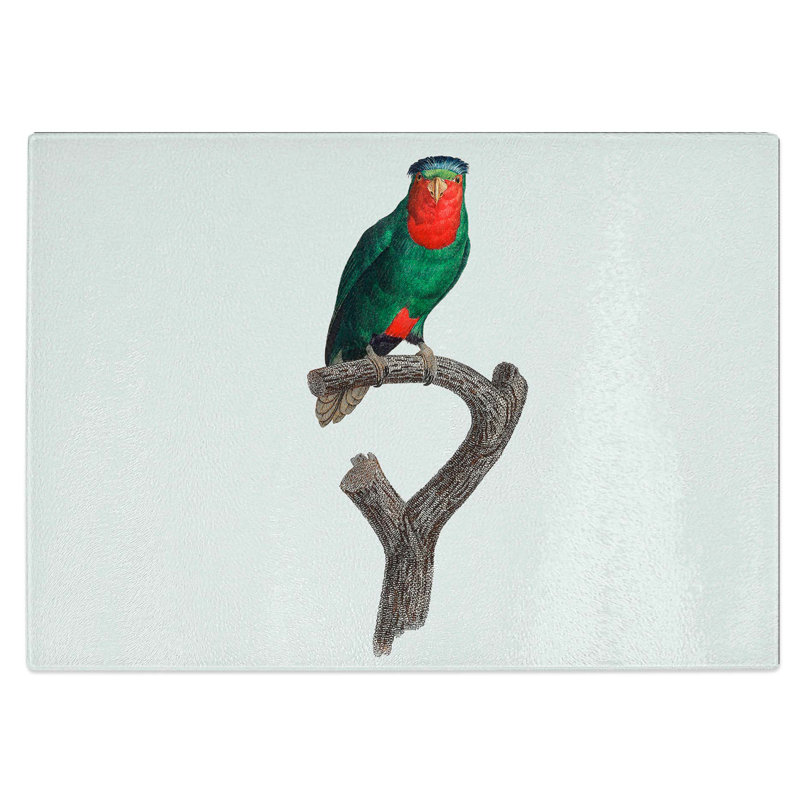 Tempered Glass Blue-Crowned Lorikeet Chopping Board, 28.5 cm W x 20 cm L