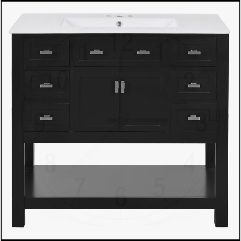 Meuble-lavabo 36 po avec lavabo supérieur, Black