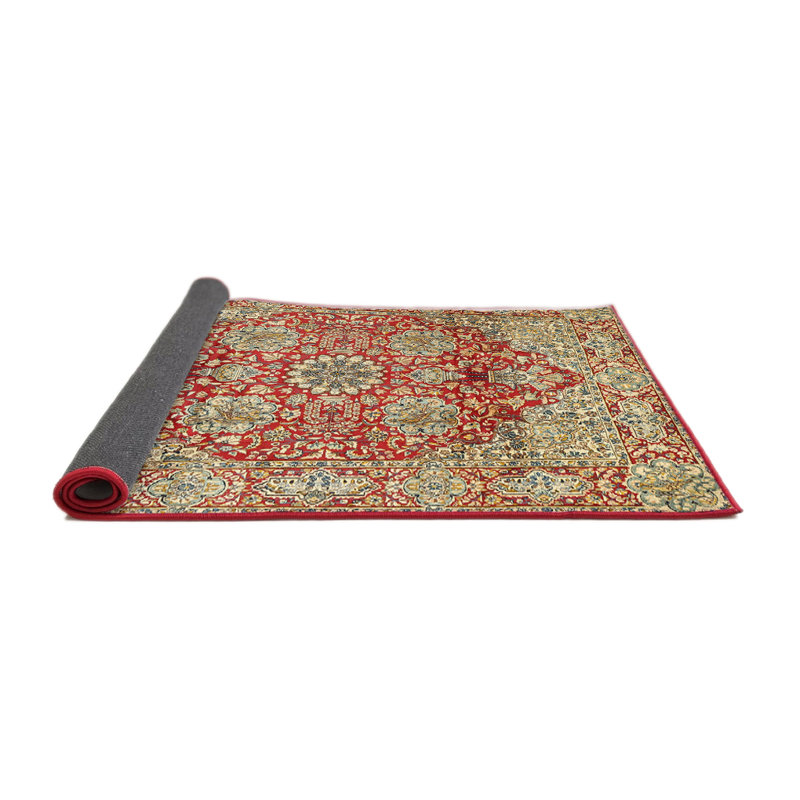 Tapis rouge/vert traditionnel, Rond 5 pi