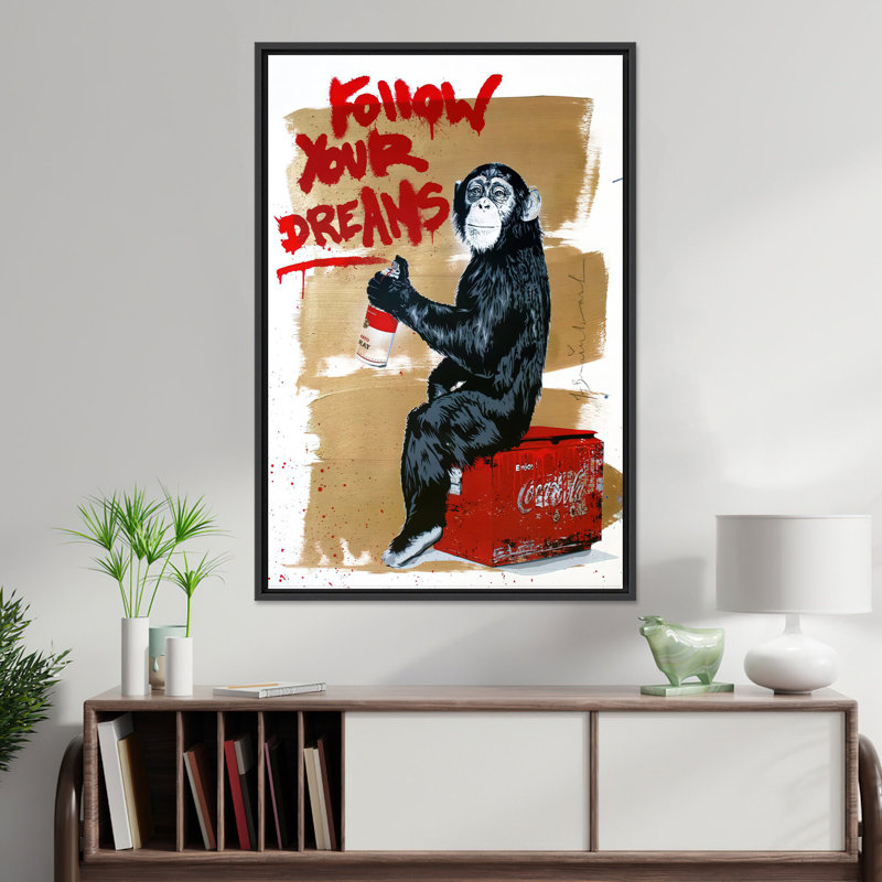 «Banksy Monkey Graffiti», reproduction d'art sur toile, décor de rue moderne 1P, 31,6 po H x 23,7 po l