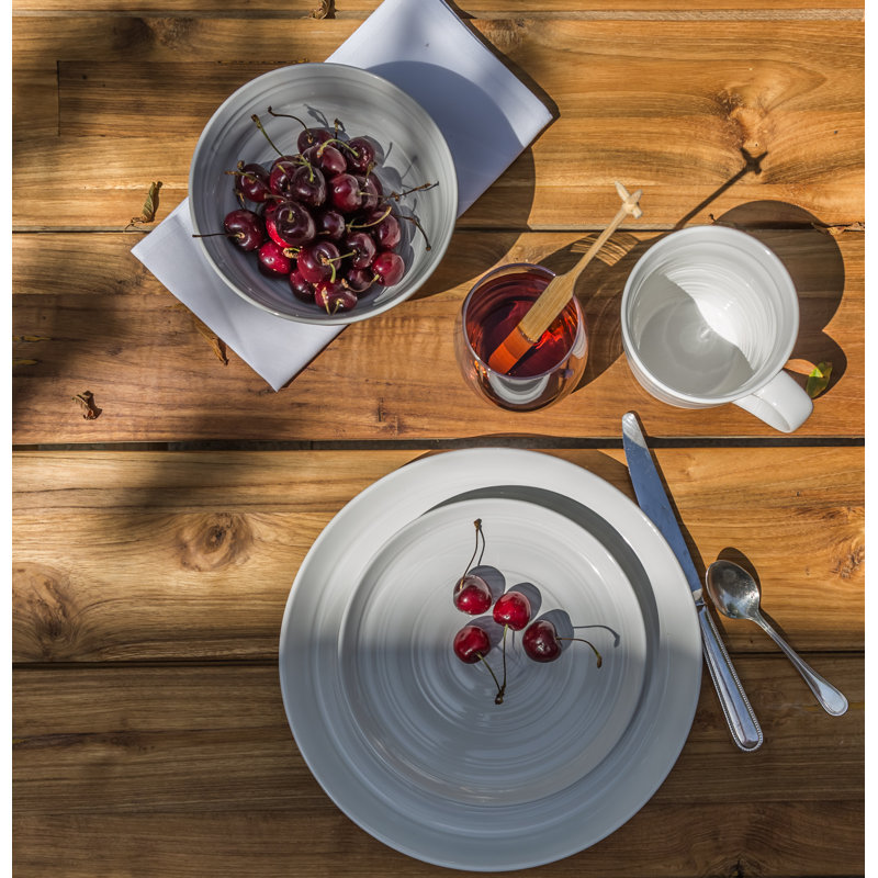 16 Piece Stoneware Dinnerware Set - Service for 4, White
