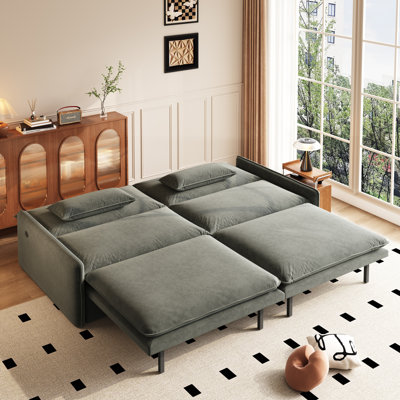 Canapé-lit convertible 4 places en chenille 4 places - Canapé Cloud avec rangement, port USB et coussin 2 en 1 gris foncé
