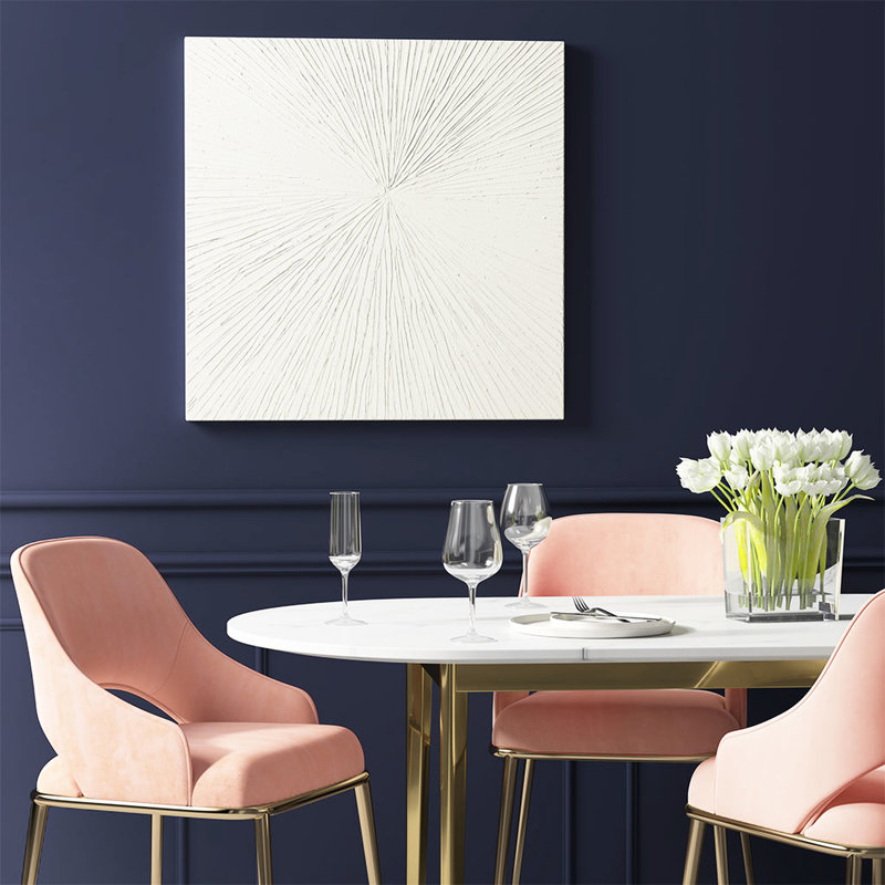 Décoration d'intérieur d'intérieur en résine abstraite - l 30 po x H 30 po blanc brillant décor peint à la main 30 x 30 texturé pour
