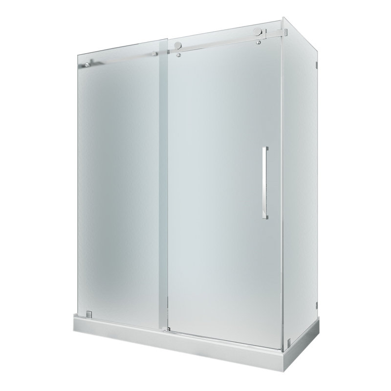 Cabine de douche rectangulaire 60" x 77,5" avec base incluse Moselle, Acier inoxydable, Gauche