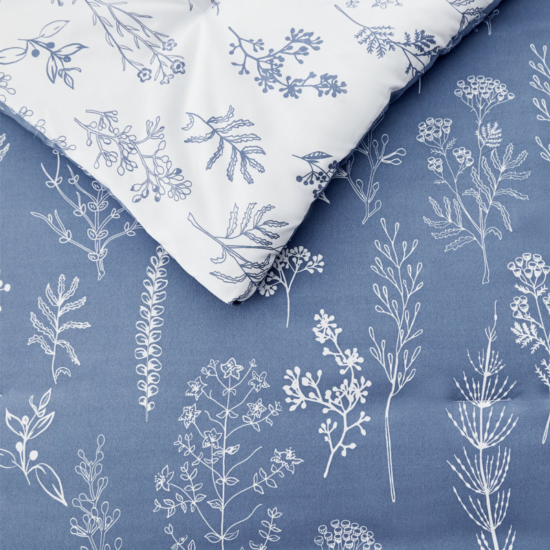 Best Seller Bedsure Comforter Set Reversible Cute Floral Bedding, 89GSM, Infinity Blue, King 