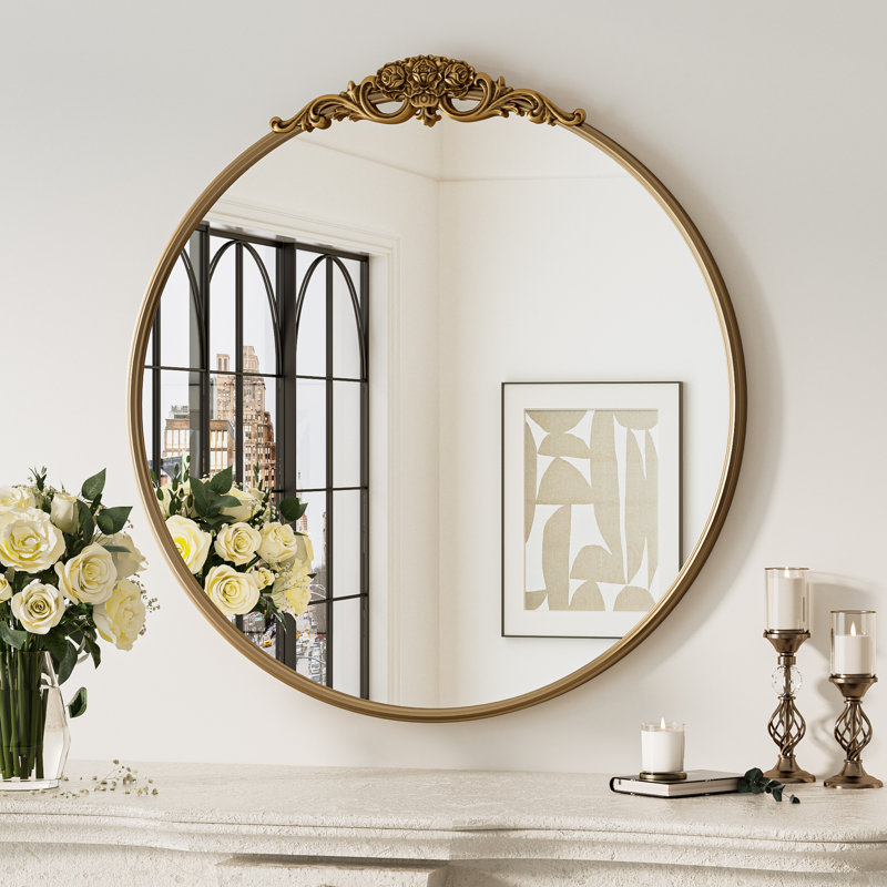 Miroir d'appoint mural Stourbirdge, Or antique, 24 po x 24 po