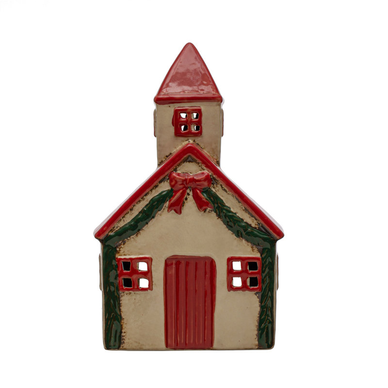 Église en grès peinte à la main