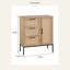 27.6" Natural Accent Cabinet with 3 Drawers, Rattan Door and Adjustable Shelves
