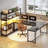63'' Reversible Computer Desk With LED Power Outlet And Storage Shelves-108993917