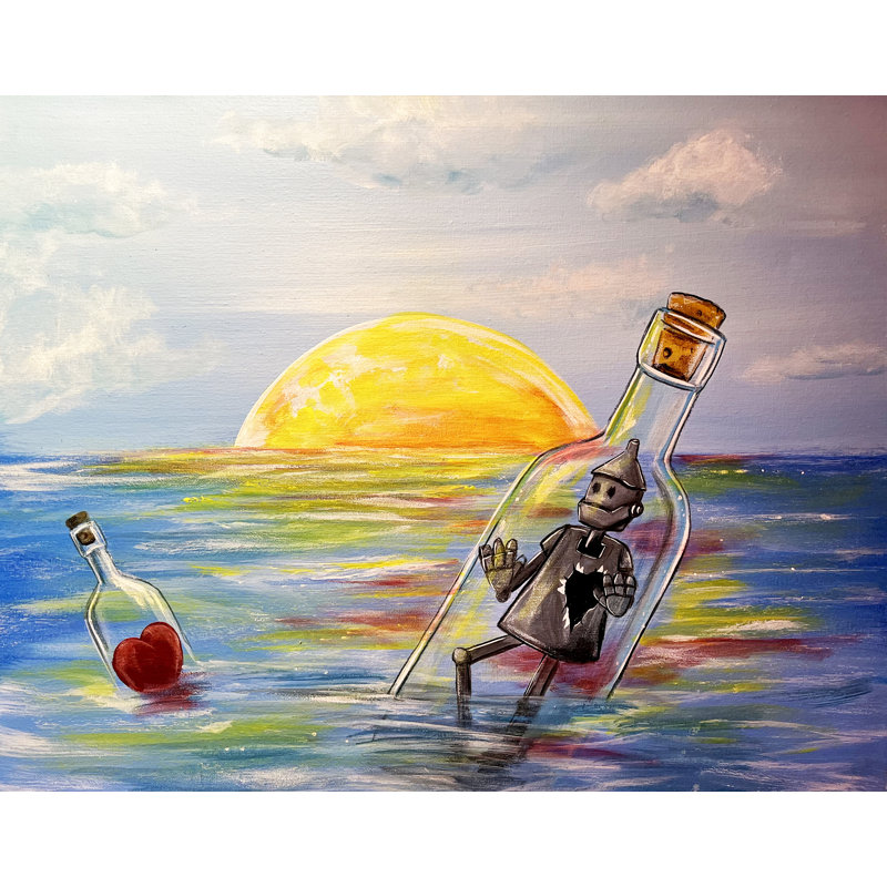 ACHAT D'ART POUR MOINS Officiellement sous licence Tin Man In A Bottle, œuvre d'art originale par Ed Capeau