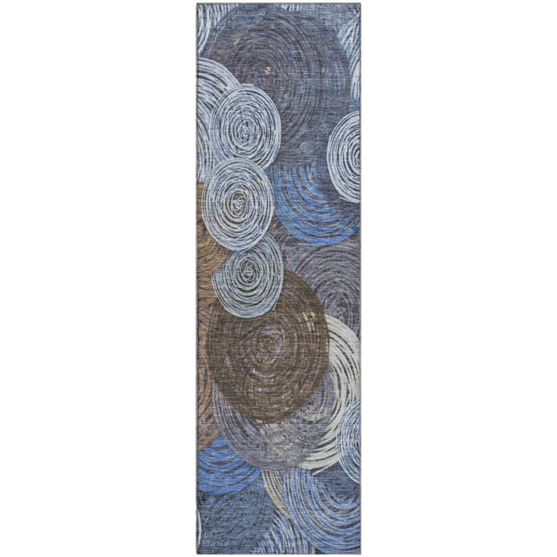 Premium Machine Washable Mayfield AMF2267 Geometric Rug, Green, 5' x 7'6"
