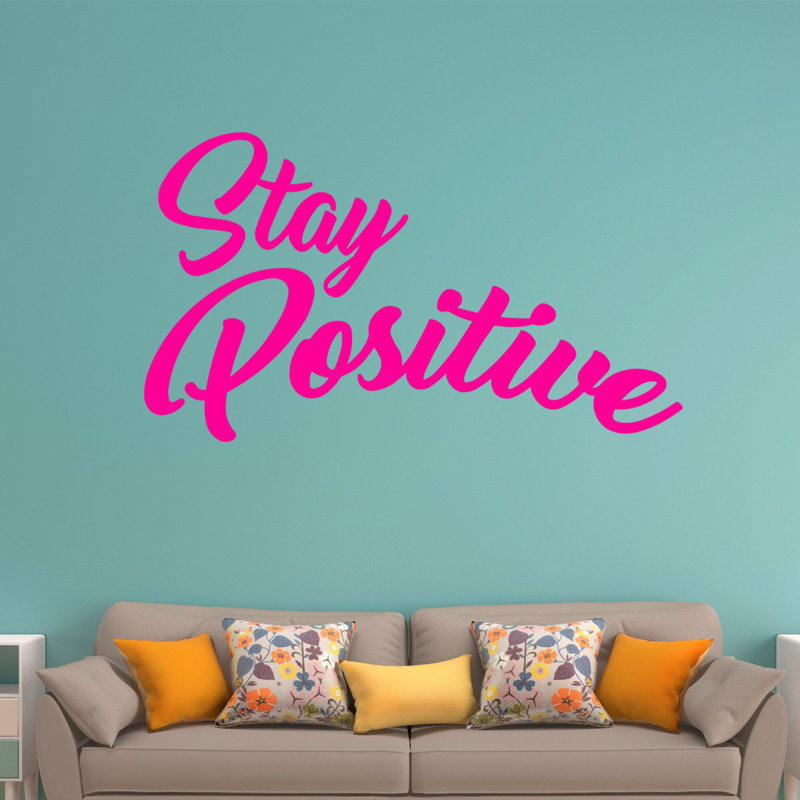 Décalcomanie murale en vinyle à relevage en vinyle positive vivre, H 13 po x l 22 po, Rose vif